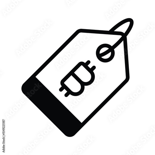 Grab this glyph icon of bitcoin price tag