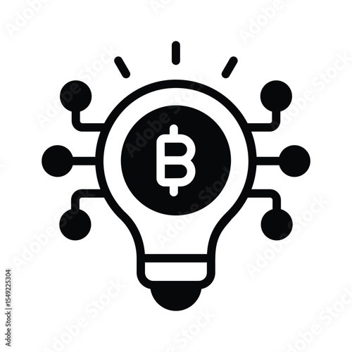 A premium glyph icon of bitcoin idea lightbulb