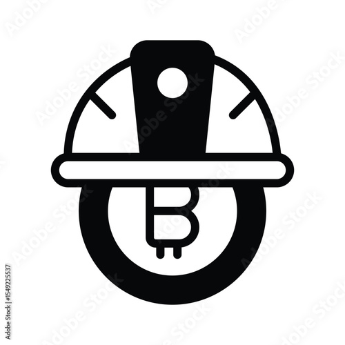 An editable glyph icon of bitcoin mining