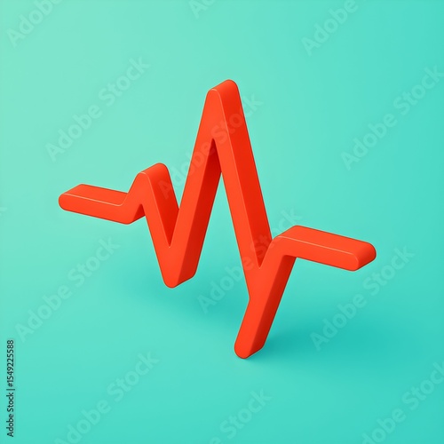 Red jagged line illustration representing a heartbeat frequency on a turquoise background.