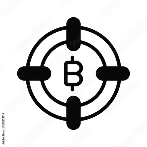 A visually appealing glyph icon of bitcoin target