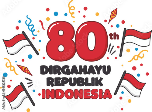 Red and white flags for 80th Indonesian Independence