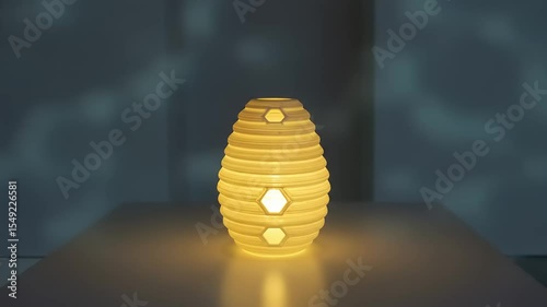 Softly glowing decorative lamp casting gentle light in a serene indoor setting