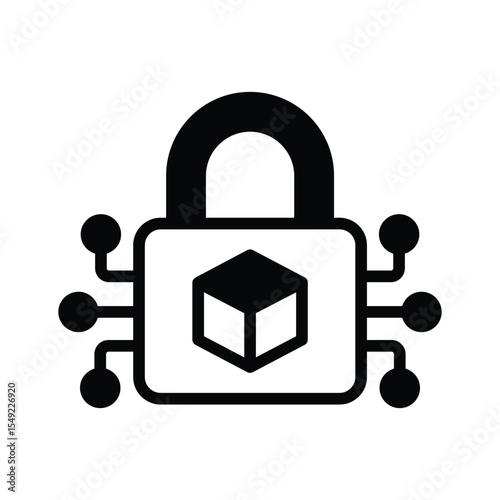Visually engaging glyph icon of secure blockchain