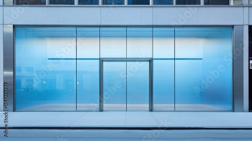 Minimalist Modern Storefront: A Study in Blue and Glass