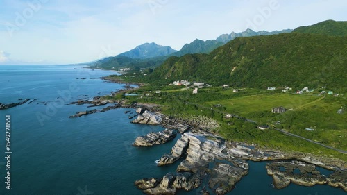Aerial view of Shitiping at Fengbin Township in Hualien County, Taiwan