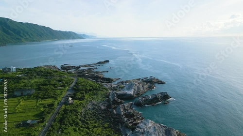 Aerial view of Shitiping at Fengbin Township in Hualien County, Taiwan