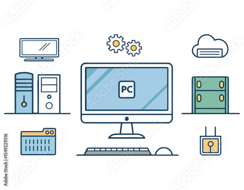 Streamlined Computer System Desktop PC Setup, Network Storage, and Peripheral Devices