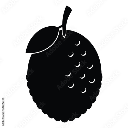 Black silhouette of exotic tropical durian fruit icon isolated on white background, perfect for food, agriculture, and Southeast Asian culture themed vector design