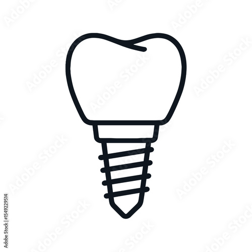 Dental implant illustration in minimalistic line art style  