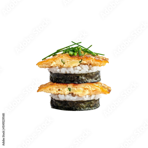 Wallpaper Mural Delicious Double-Layered Tamagoyaki Sushi Stack with Chives Torontodigital.ca