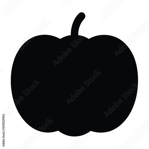 Bell pepper vegetable vector icon in black silhouette for healthy food, nutrition design, farming, organic produce and culinary visuals