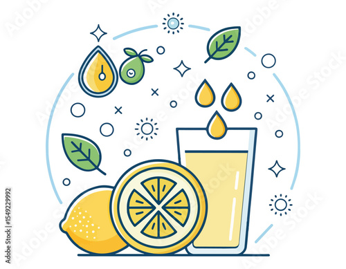 Refreshing Lemon Juice Illustration A Zesty Graphic Design