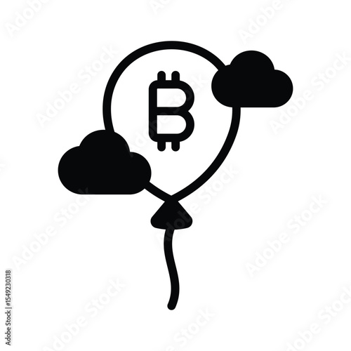 A captivating glyph icon of bitcoin inflation balloon