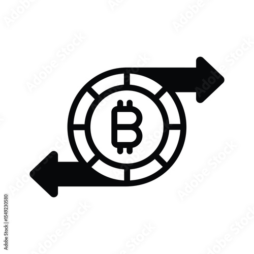 Well designed glyph icon of bitcoin exchange