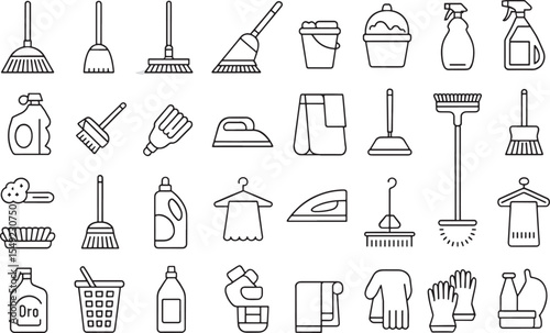A black vector silhouette set of kitchen tools and utensils with wine and music icons, a perfect illustration for drink and repair equipment design