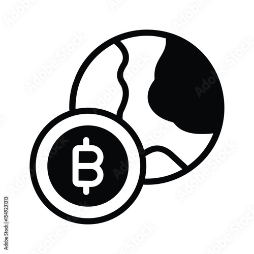 Premium glyph icon of global bitcoin circulation