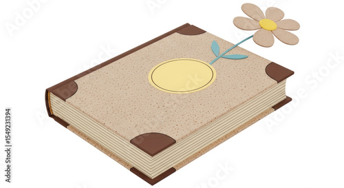 Isolated Book with Flower