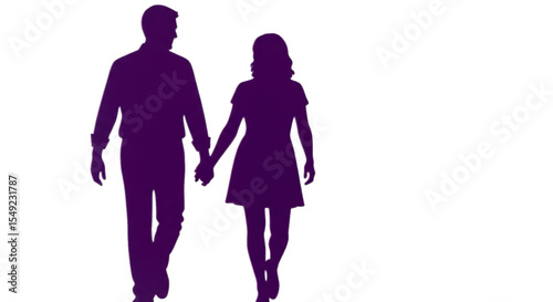 Isolated Couple Silhouette Holding Hands