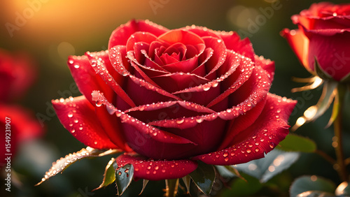 A single petal holds the memory of an entire garden — each dewdrop is a tiny lens capturing blurred blossoms, golden sunlight, and the quiet poetry of dawn.