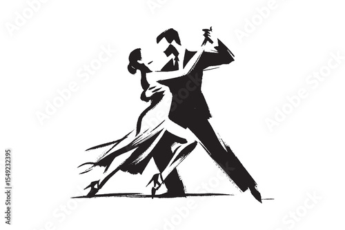 Ballroom tango dance couple brush sketch vector illustration
