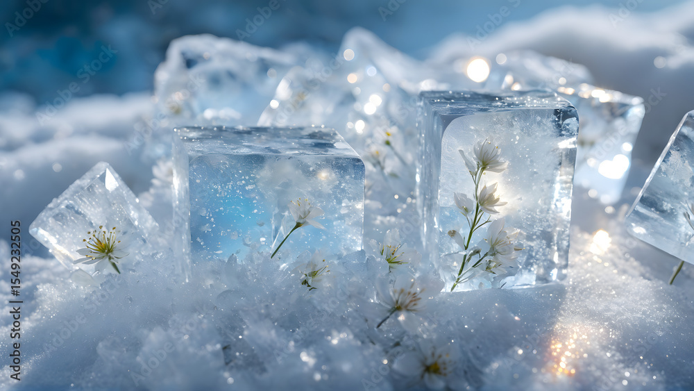 Obraz premium Eternal Bloom – The Garden Preserved in Winter's Embrace