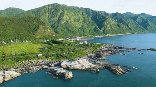 Aerial view of Shitiping at Fengbin Township in Hualien County, Taiwan