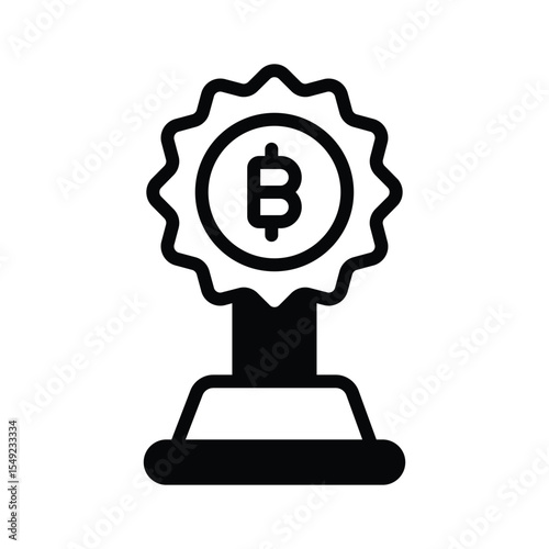 Visually appealing glyph icon of bitcoin trophy prize