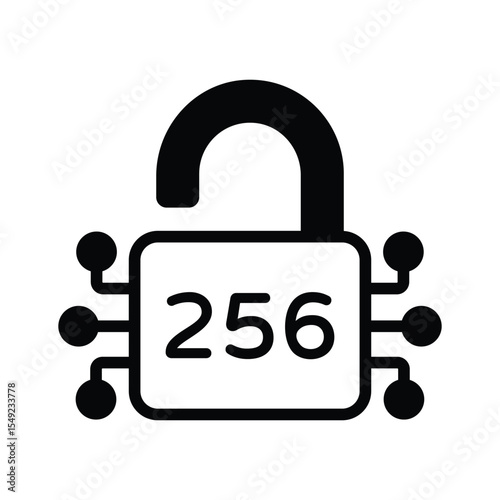 A captivating glyph icon of digital security padlock