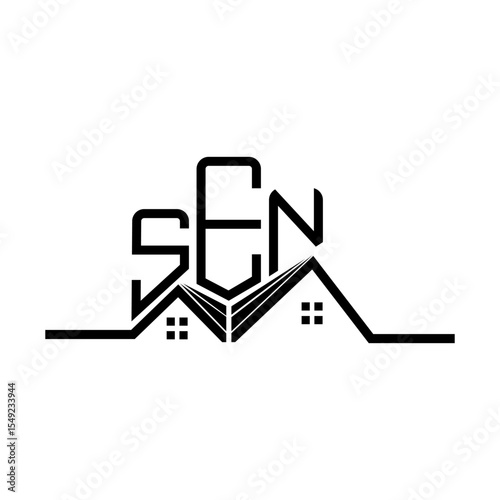 SEN Real State logo design, SEN simple and modern logo. SEN luxurious alphabet design