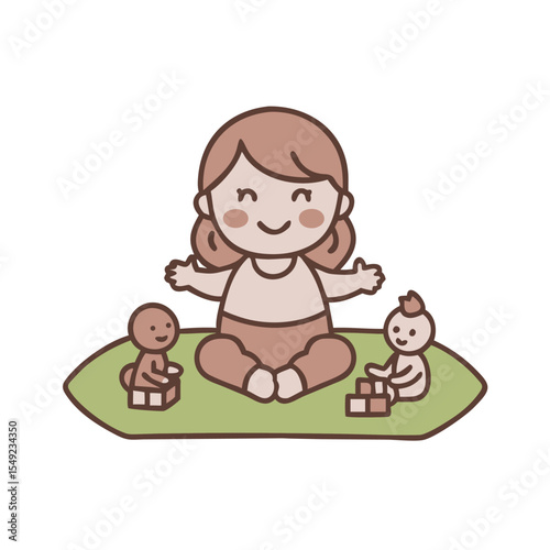 Young Girl Playing With Cute Dolls