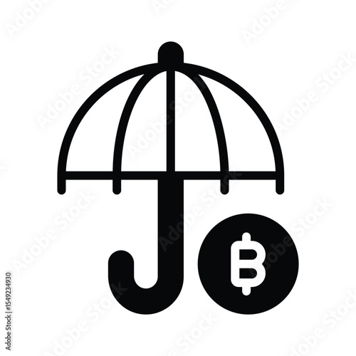 A premium glyph icon of bitcoin protection