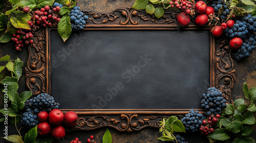 Patriotic flat lay featuring blank chalkboard surrounded by USA-themed decorations and rustic textures, styled for 4th of July greetings, banners, or celebratory content