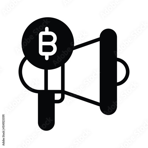 Visually engaging glyph icon of bitcoin marketing campaign