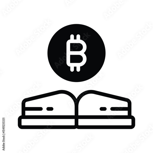 An editable glyph icon of bitcoin book ledger