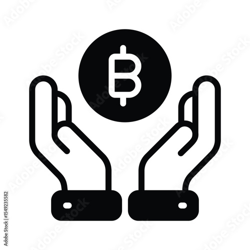 Grab this glyph icon of bitcoin service 