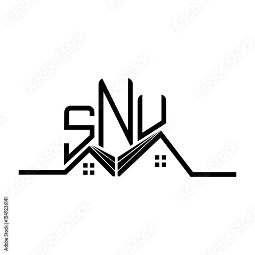 SNU Real State logo design, SNU simple and modern logo. SNU luxurious alphabet design