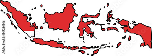 Indonesian country map in red vector style