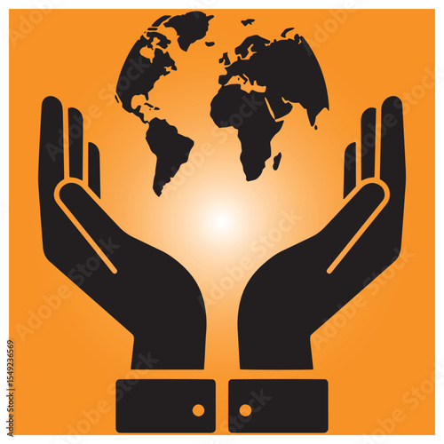 Hands cradle the world globe concept illustrating global protection and environmental awareness