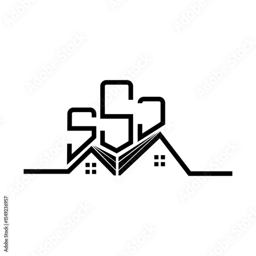 SSJ Real State logo design, SSJ simple and modern logo. SSJ luxurious alphabet design