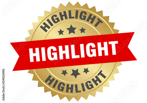 highlight. highlight round red and gold label isolated on transparent background