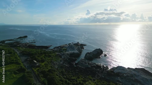 Aerial view of Shitiping at Fengbin Township in Hualien County, Taiwan