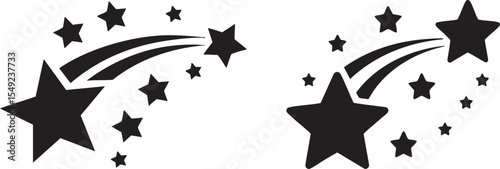 Shooting Star Vector Set: Celestial Sparkle and Cosmic Trail Graphics for Design Projects, Isolated on Black Background, Ideal for Night Sky Themes