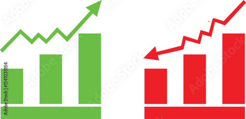 Growth and decline chart icons upward and downward trend graphics.eps