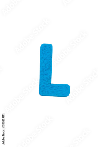 lettera alfabeto L realizzata in legno colorato isolata su sfondo bianco o trasparente