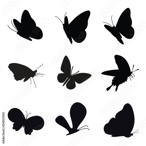 Butterfly Silhouette Flying Up – Minimalist Insect Vector Design