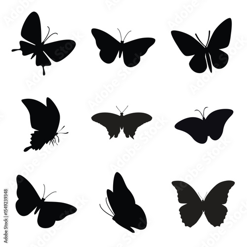 Butterfly Silhouette Flying Up – Minimalist Insect Vector Design