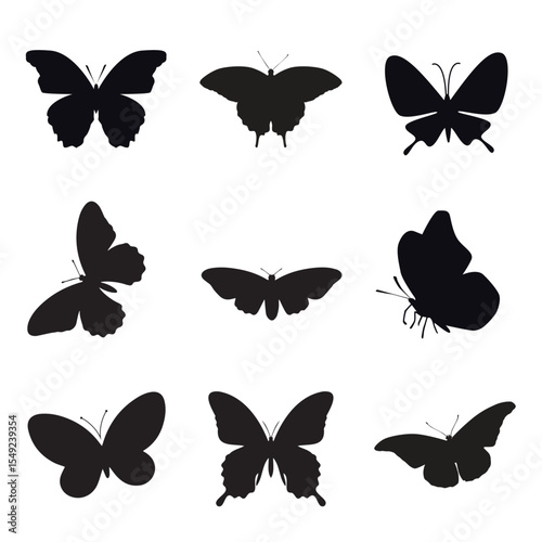 Butterfly Silhouette Flying Up – Minimalist Insect Vector Design