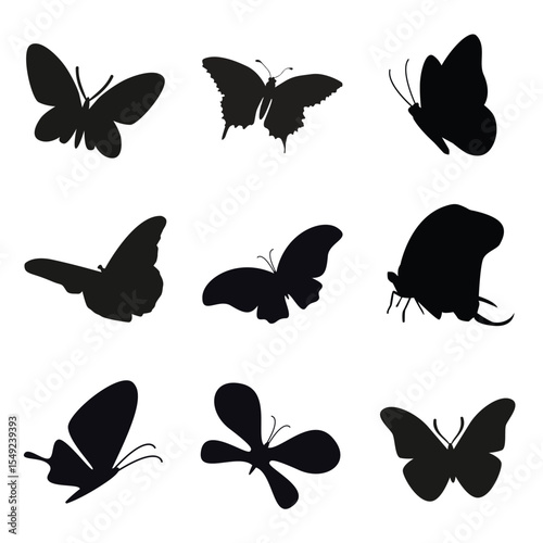 Butterfly Silhouette Flying Up – Minimalist Insect Vector Design