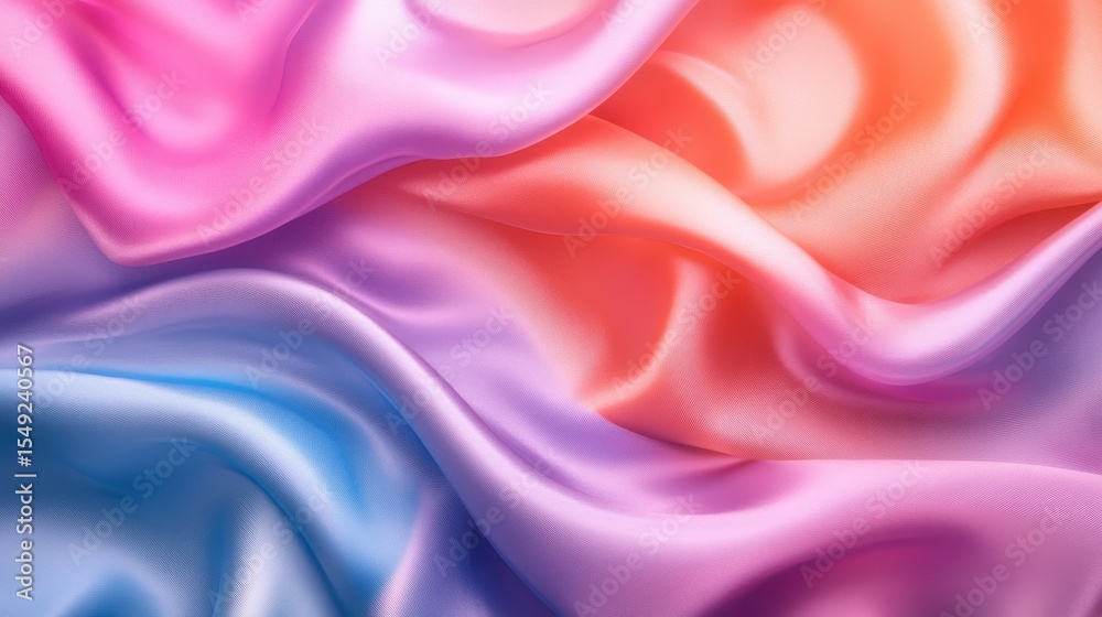 Obraz premium A vibrant collection of silky fabrics intertwines, showcasing a mesmerizing blend of colors that evoke a sense of tranquility and beauty in a flowing design.